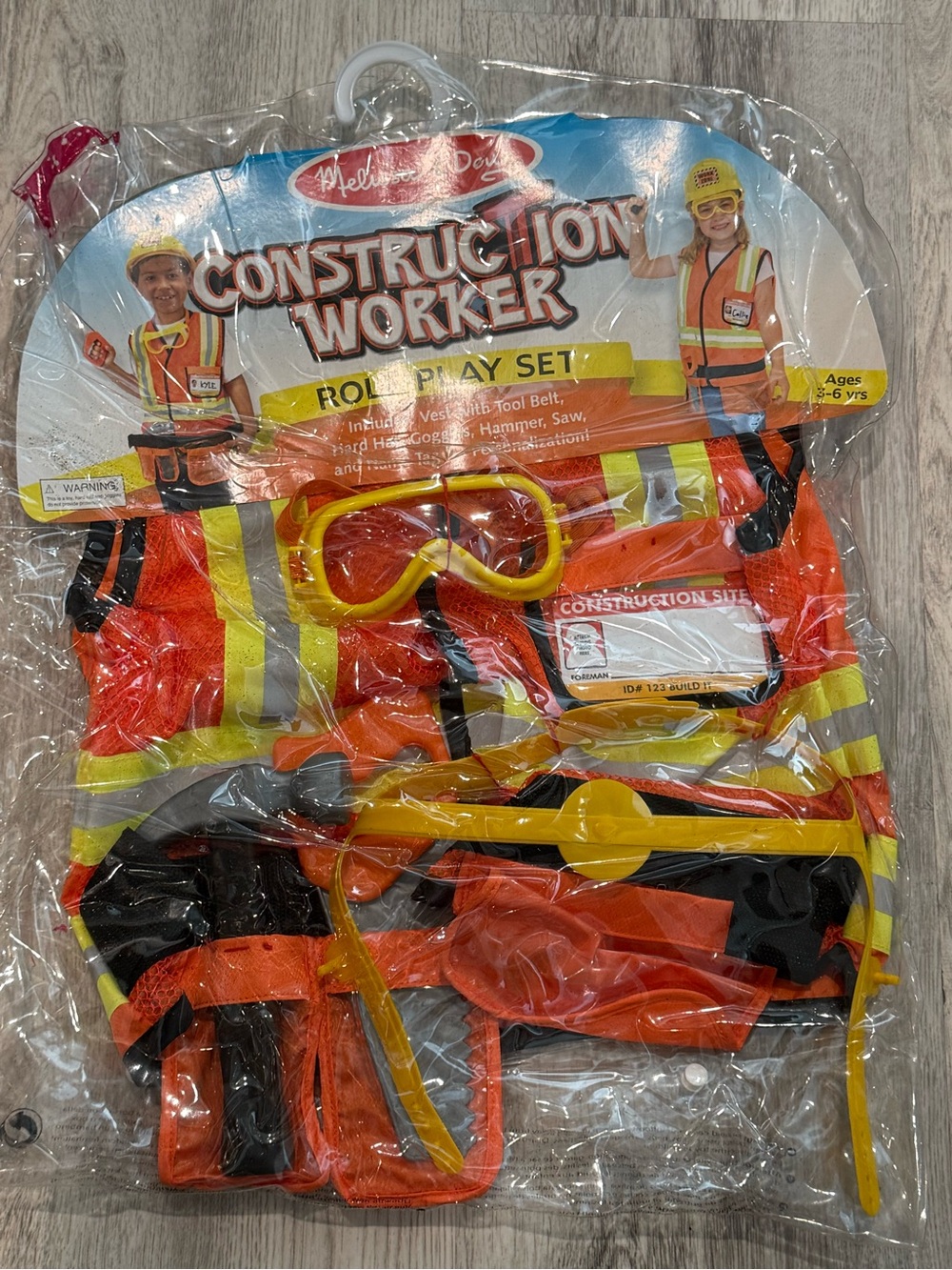 Melissa & Doug Construction Worker Dress-Up Set - Orange & Yellow